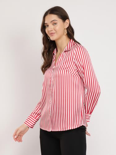 Image of FableStreet Women Shirts | Comfort Fit Spread Collar | Premium Satin Fabric for Formal, Business Casual