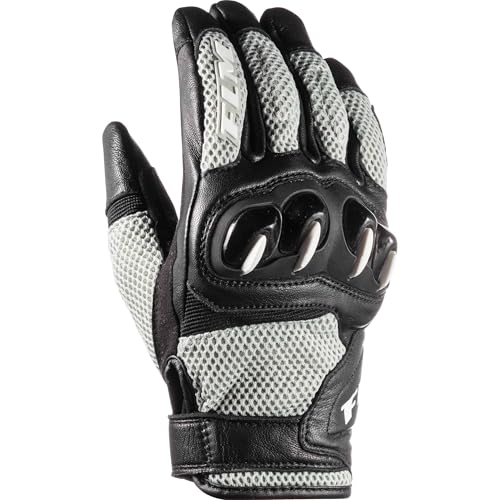 FLM Motorradhandschuhe kurz Motorrad Handschuh Misano Air Damen Leder/Textilhandschuh kurz grau 8, Sportler, Ganzjährig