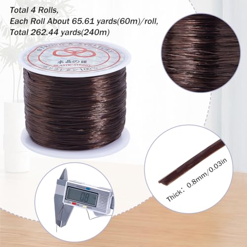 SUNNYCLUE 240m 4 Rolls 0.8mm Elastic Bead Cord Brown Stretchy Bracelet String Crystal Threads Spandex Clay Beads Seed Beaded Cords for DIY Bracelets Necklaces Crafts Jewelry Making Beading Supplies - Image 2