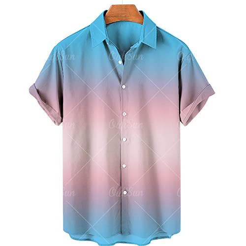 Chemise hawaïenne pour hommes en bleu dégradé idéale pour un été décontracté à la plage