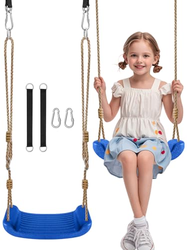 Fionrziy Kinderschaukel,Höhenverstellbare Garten Schaukel Set mit 2er Hängematte Gurte und 2er Karabinern für Outdoor Indoor,bis 100 kg Belastbar,Blau