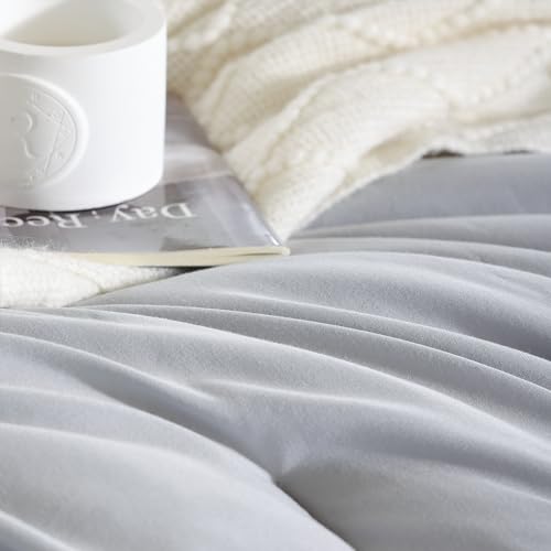 Image of weigelia Grey Queen Comforter Sets - Soft Warm Light Grey Comforter for Queen Size Bed (1 Comforter, 2 Pillowcases)