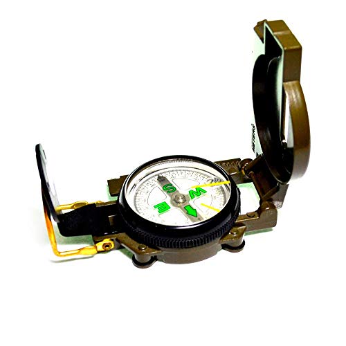 Bússola metálica militar com mira