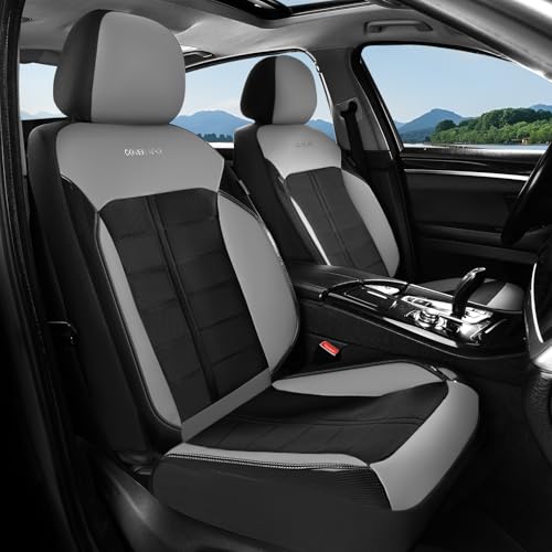 Image of Coverado Air Mesh Seat Cover, Car Seat Cover Front Seats, 3D Breathable Seat Protectors Sports Carbon Fiber Design Airbag Compatible Comfort Universal for Most Cars, Van,Trucks, SUV, Black&Grey