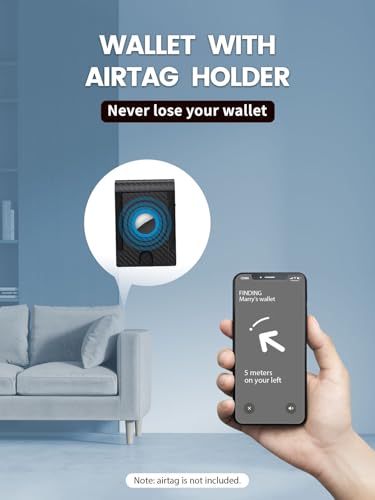 Airtag Wallet for Men - Carbon Fiber Smart Wallet with Pop-Up Mechanism | RFID Blocking Minimalist Bifold Holds 12+ Cards & ID Window | AirTag Holder (No AirTag Included) | Gift for Dad/Husband4
