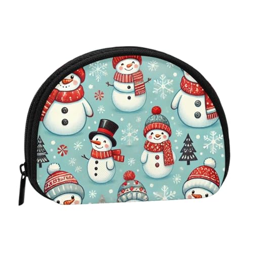 Portable Coin Purse Xmas-Tree-Snowmen-Snowflakes Mini Zippered Money Pouch Card Holder