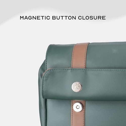 Image of Assembly Vintage 21L Laptop Backpack for Men Women 15.6 Inch Leatherette Office Travel Bag with Hidden Magnetic Flap Closure