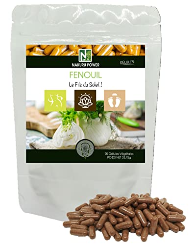 NAKURU | Fenouil | Gamme Power | Fabriqué en France | "Le Fils du Soleil !" | (90 Gélules Végétales de 375mg / Poids Net: 33,75g)