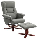 HOMCOM Recliner Chair with Footstool, Upholstered Armchair with Adjustable Backrest, Leisure Lounge Chair for Living Room, Bedroom, Grey