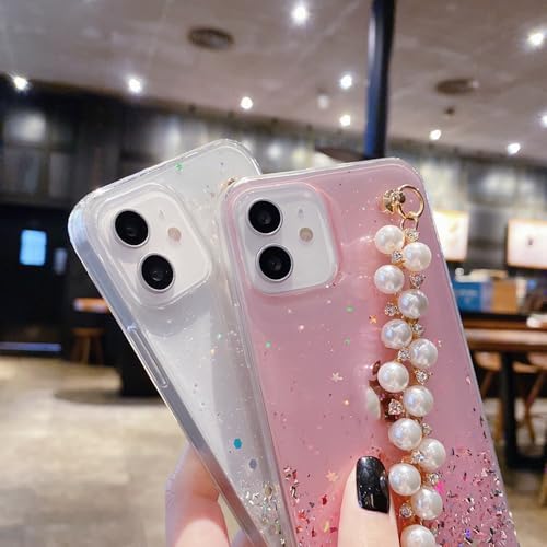 Coque pailletée iPhone avec chaîne perles violette, le cadeau idéal - 2