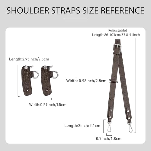 Image of 4 Buckles Purse Strap Replacement Compatible with Longchamp S /M Bag, Anti-Slip Leather Bag Straps Conversion Kit, Handbags Crossbody Shoulder Strap Adjustable for Women(Earth Gray)