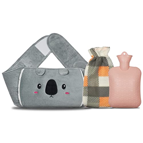 Wärmflasche mit Bezug,Gummi Wärmeflasche mit Weichem Taillen-Bezug,Abnehmbar Wärmflaschengürtel für Perioden Schmerzlinderung, Bauch, Rücken, Schulter, Beine, Taillenwärmung Cover