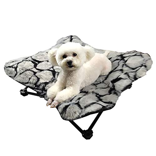 YEP HHO Elevated Foldable Pet Bed with Steel Frame Winter Warm Soft Plush