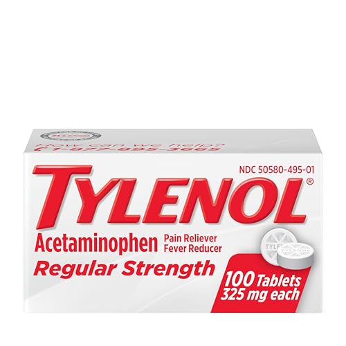 Tylenol Regular Strength Tablets with 325 mg of Acetaminophen Fever Reducer & Pain Reliever for Headache Backache Muscle Aches Joint Pain & Menstrual Cramps 100 ct
