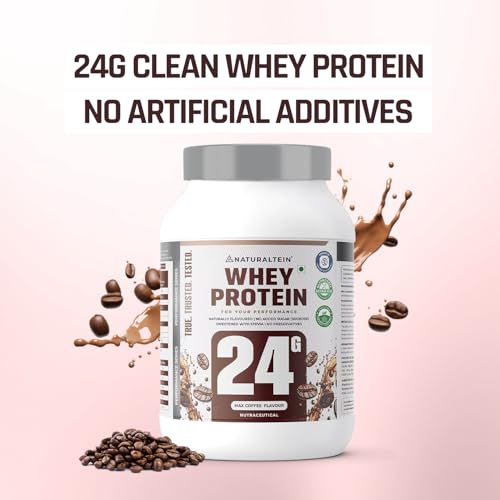 Image of Naturaltein Whey Protein 1kg Chocolate + Whey Protein 1kg Coffee | 24g Protein, No Added Sugar, Stevia Sweetened, Muscle Growth & Recovery Protein Combo