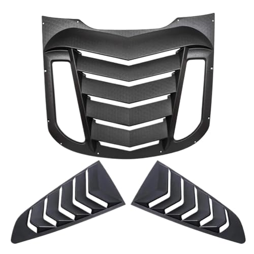 Auto Rear+Side Window Louvers Compatible for Ford Mustang 2015-2021 Windshield Sun Shade Rain Cover ABS (Matte Black)