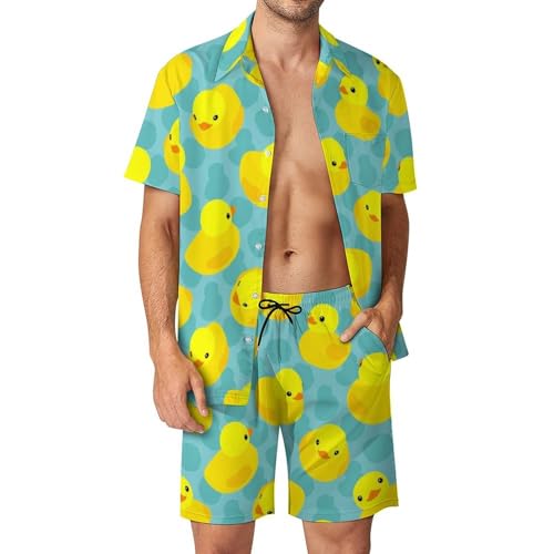 Chemise Hawaïenne Hommes pour Flâner au Bord de l'Eau Ensemble Short Pantalon Été S