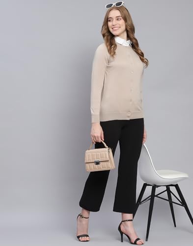 Image of Monte Carlo Women Regular Fit Full Sleeve Solid Round Neck Winter Cardigan (Pack of 1)