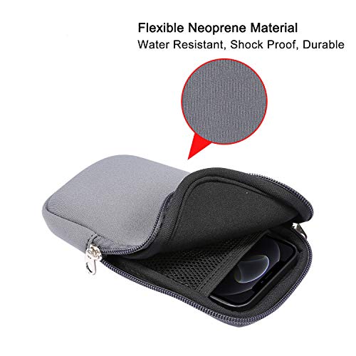 Image of Neoprene Phone Sleeve Pouch Case for Samsung Galaxy S25 Ultra S24 Ultra S25+ S24 FE S23 FE S21 FE /Plus, A15 A36 A35 A56, iPhone 16 15 14 13 Pro Max 15 Plus (Grey-L)