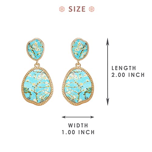 BONALUNA Bohemian Wood And Flower Printed Oval Shaped Drop Statement Earrings4