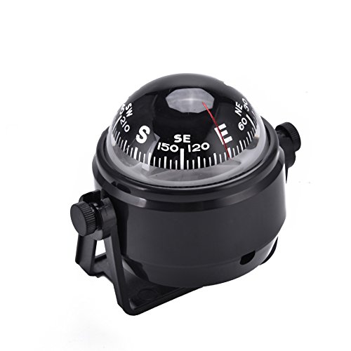 Dilwe Boat Compass, Black Electronic Adjustable Compass for Boat Night Vision Boat Compass Flush Mount