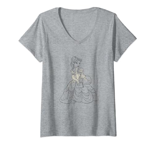T-shirt Belle Disney femme col V haut manches courtes motif imprimé