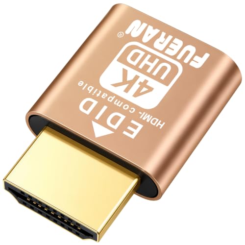 FUERAN 4K HDR HDMI Dummy Plug Virtual Monitor Emulator Headless Display Adapter EDID Emulator Supports 4096x2160@60Hz 3840x2160@60Hz 2560x1440@60Hz for Windows Mac Linux Plug & Play(1 Pack)