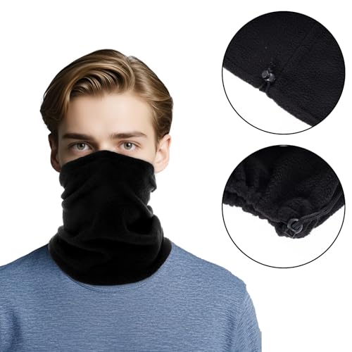 4 Pack Winter Neck Warmers Face Mask for Men Women Fleece Neck Gaiter Mask Face Cover Balaclava Scarf4