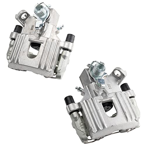 Image of TRQ Rear Driver and Passenger Side Brake Caliper Set Caliper Brackets Hardware Compatible with 04-06 Mini Cooper, 07-08 Mini Cooper Convertible, 03 from 4-01-03 Production Date