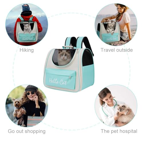 Adiwo Katzenrucksack,Hunderucksack bis 7.5kg Raumkapsel Haustier Rucksack für Katzen und Hunde Welpen Tragbar Transportrucksack mit Transparentes Fenster und Anti-offener Reißverschluss mit Hundenäpfe