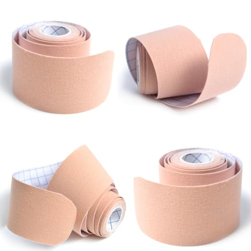 Kit 4 kinesio tape bandagem elástica adesiva | recuperação muscular | DEPARTAMENT STORE (Bege)