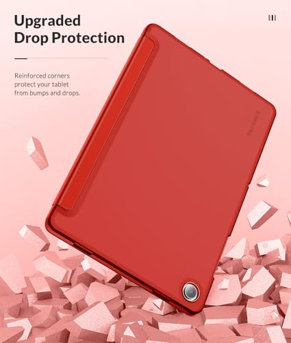 Image of MoKo Case for Samsung Galaxy Tab A11+ Plus 11 inch 2025, Red | Fit Samsung Galaxy Tab A9+ Plus 2023 with Soft TPU Translucent Back Protective Cover Trifold Stand Case, Auto Wake /Sleep