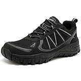 ASHION Stahlkappe Sicherheitsschuhe Herren, Industrie Handwerk Schuhe Atmungsaktiv Leichte Reflektierende Arbeitsschuhe（AA Schwarz,45 EU）