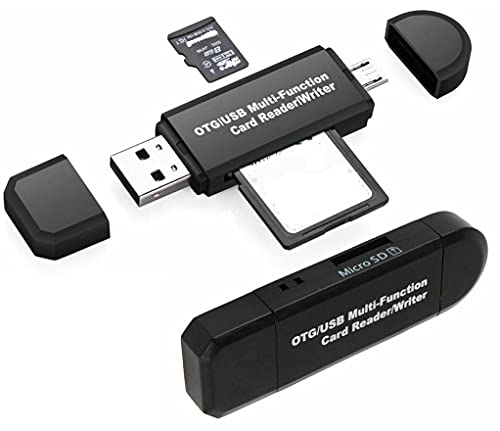 Micro USB OTG Adapter and USB 2.0 Portable Memory Card Reader for SDXC, SDHC, SD, MMC, RS-MMC, Micro SDXC, Micro SD, Micro SDHC Card and UHS-I Card