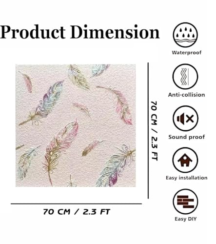 Image of CVD 3D PE Foam Self-Adhesive Wall Stickers | Pink Print Wallpaper for Home, Hotel, Living Room, Bedroom & Cafe | DIY Decorative Panel (70 x 70 cm, Approx. 5.8 Sq. Feet, 1 Piece)