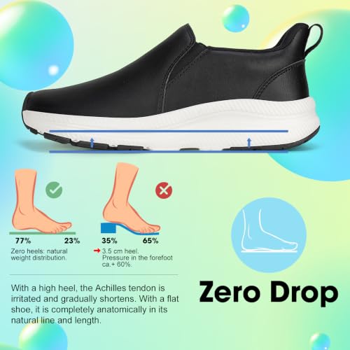 Image of ZOVE Wide Toe Box Shoes Women Wide Width Waterproof Leather Hands Free Nursing Sneakers Ultra Light Extra Wide Walking Sneakers Non-Slip Chef Diabetes Nurse Work Shoes