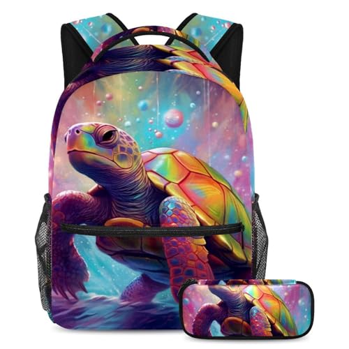 Cartable multicolore Bubble Turtle 165 avec trousse pour enfant