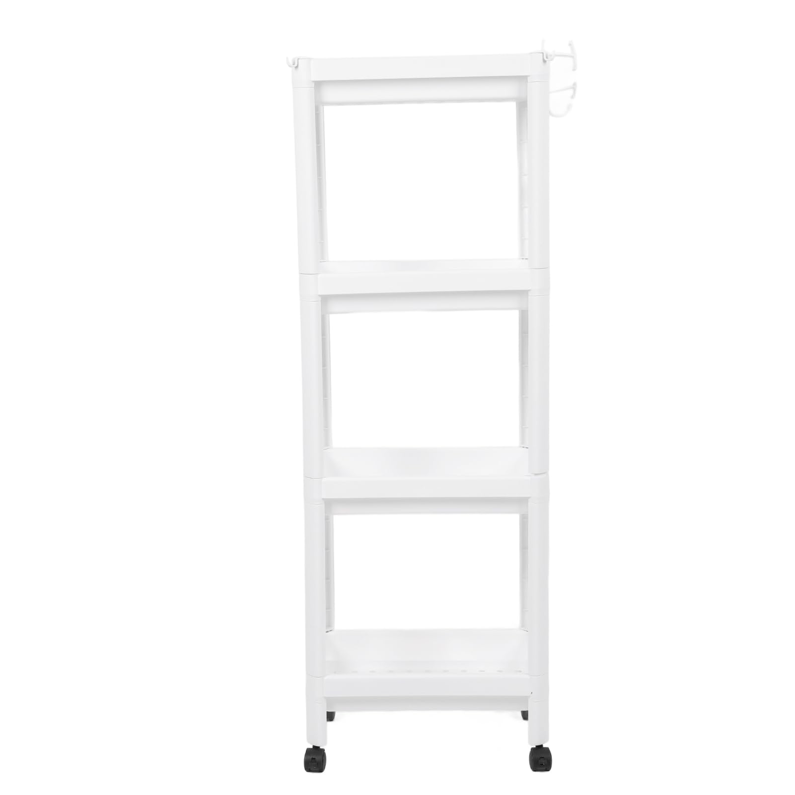 Scaffale da Bagno Autoportante in Plastica per Torre, Organizer Stretto per Angoli con Ripiani a 3 Livelli per Bagno, Camera da Letto (4 strati (con ruote))