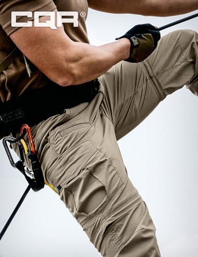 Image of CQR Men's Convertible Cargo Tactical Pants, Water Resistant Outdoor Hiking Pants, Zip Off Lightweight Stretch Work Pants