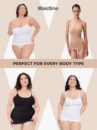 WAISTLINE Women's Compression Tank Top with Adjustable Thin Straps - Shapewear Cami for Tummy Control - Body Shaper Camisole