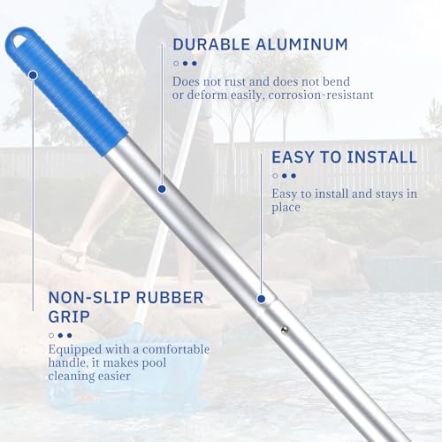 LALAGO Pool Teleskopstange Aluminium, 5-Teilig Poolstange mit EZ Clip, 1,7m Einstellbar Stange zur Poolreinigung, Aluminium Poolstange für Bürsten, Kescher, Bodensauger, Skimmer Net