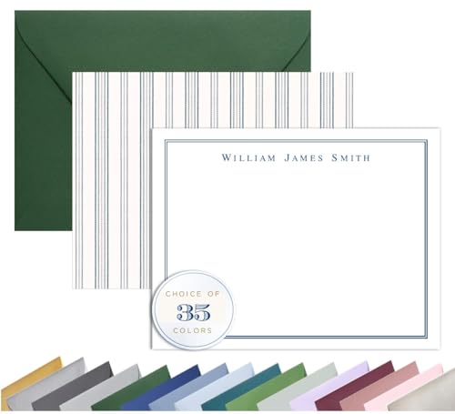 Lemon Grace Personalized Mens Stationery Set with Envelopes Custom Monogram Note Cards for Men Professional Flat Notecards with Border Premium Personalized Thank You Cards AS-2337