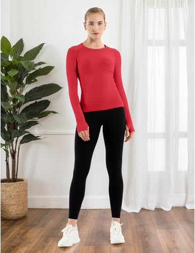 Image of MathCat Seamless Workout Shirts for Women Long Sleeve Yoga Tops Sports Running Shirt Breathable Athletic Top Slim Fit XS-XL