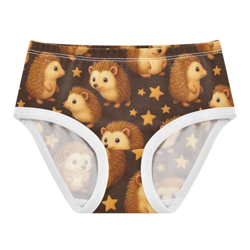 Joisal Cotton Girls Underwear Toddlers Cute Hedgehogs Tan Stars Dark Panties Little Girl Pattern Underpants Briefs 2t