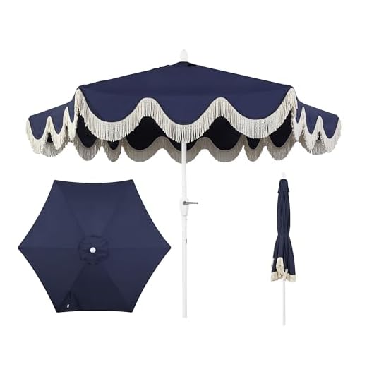 Best luxury patio umbrella Classic Cottage Fringe Market Patio Umbrella