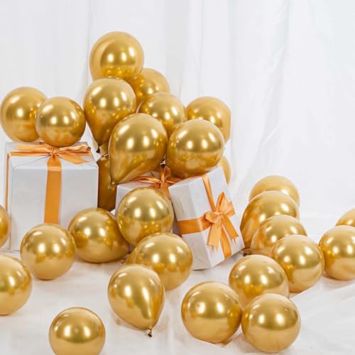 Image of Gold Chrome Balloons, 30pcs Golden Chrome Metallic Balloons for Birthday, Anniversary, Engagement, Wedding, Baby Shower, Welcome Party Decorations (30 Pcs, Gold Ch)