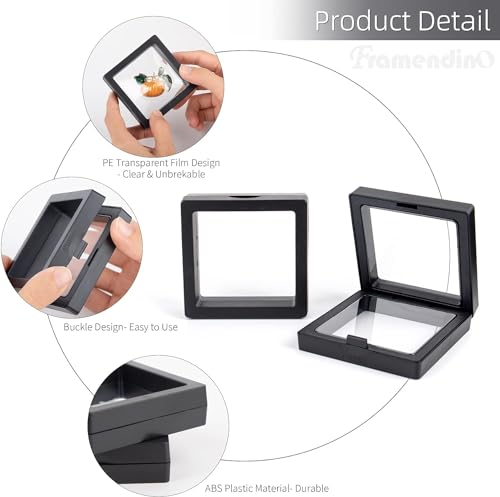 Image of Floating Display Frame, Coin Display Case, Dustproof PE Film Transparent Jewelry Storage Box for Ring Necklace Bracelet, Floating Display Case for Coin, Jewelry(Medium 4 pc, Multi Color)