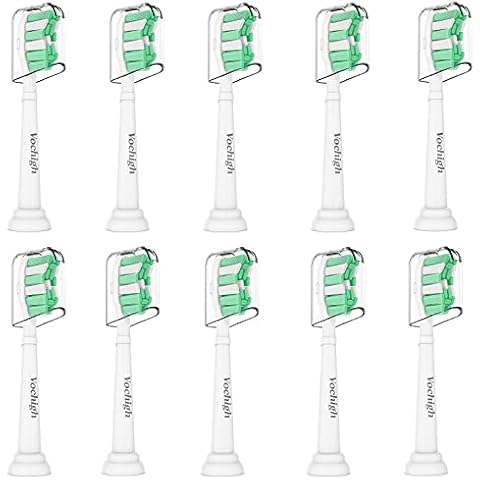 Vochigh Replacement Toothbrush Heads for Philips Sonicare ProtectiveClean: Compatible with Sonicare DailyClean EasyClean 2 Series & 3 Series Electric Toothbrush 10 Pack, Green Cover