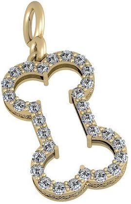 Bark Avenue Jewelers-Diamond Bone Pendant with Gallery Accent-14 Karat Yellow Gold- Mid Size 0.90 cttw