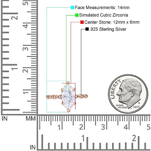 OMRANII Art Deco Marquise Shape Vintage Solitaire Hidden Halo Engagement Ring Cubic Zirconia Stones 925 Sterling Silver4